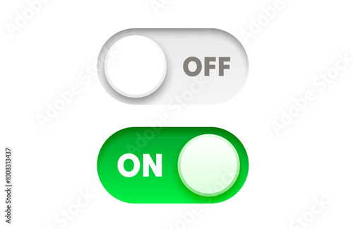 On off switch button ui isolated white background. Vector illustration