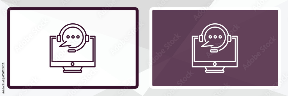 online support outline icon. Linear vector from computer concept. Thin line white and black online support icon isolated on white and dark background online support outline icon. Linear vector from computer concept. Thin line white and black online support icon isolated on white and dark background