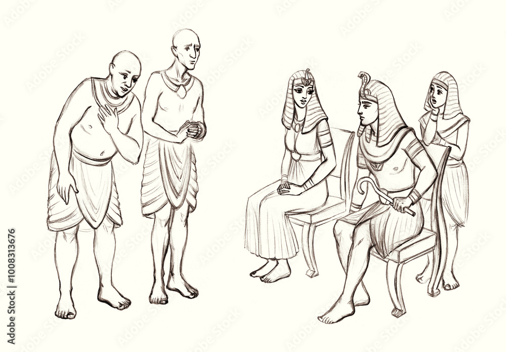 Obraz premium Pharaoh on the throne. Pencil drawing