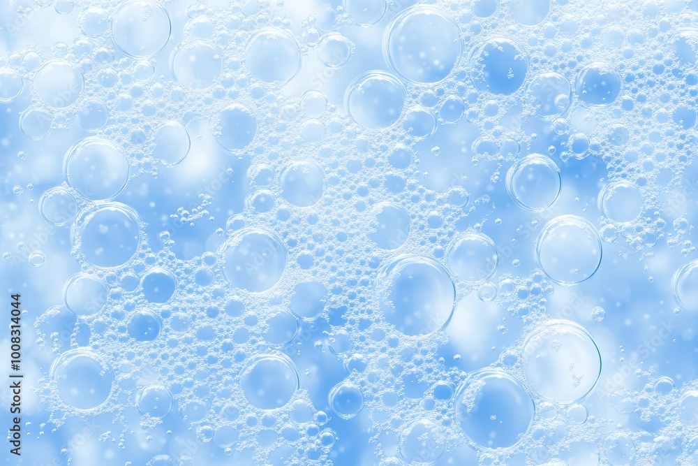 Sparkling water bubbles on blue background for refreshing concepts Sparkling water bubbles on blue background for refreshing concepts