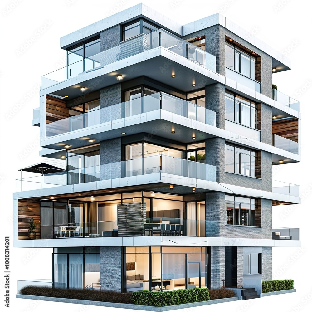 Modern Apartments Architecture Isolated Modern Apartments Architecture Isolated