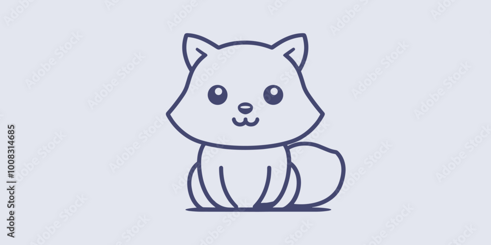 A cute cartoon cat is sitting on a white background. The cat has a big smile and is looking at the camera A cute cartoon cat is sitting on a white background. The cat has a big smile and is looking at the camera