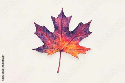 Vibrant autumn maple leaf isolated on white background