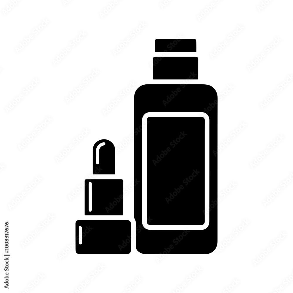 black cosmetic bottle product isolated flat design black cosmetic bottle product isolated flat design