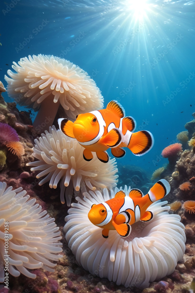 Fototapeta premium Coral reefs and clownfish