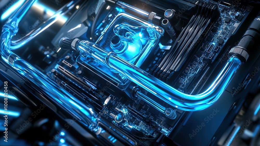 Close-up of a futuristic cooling system. Close-up of a futuristic cooling system.
