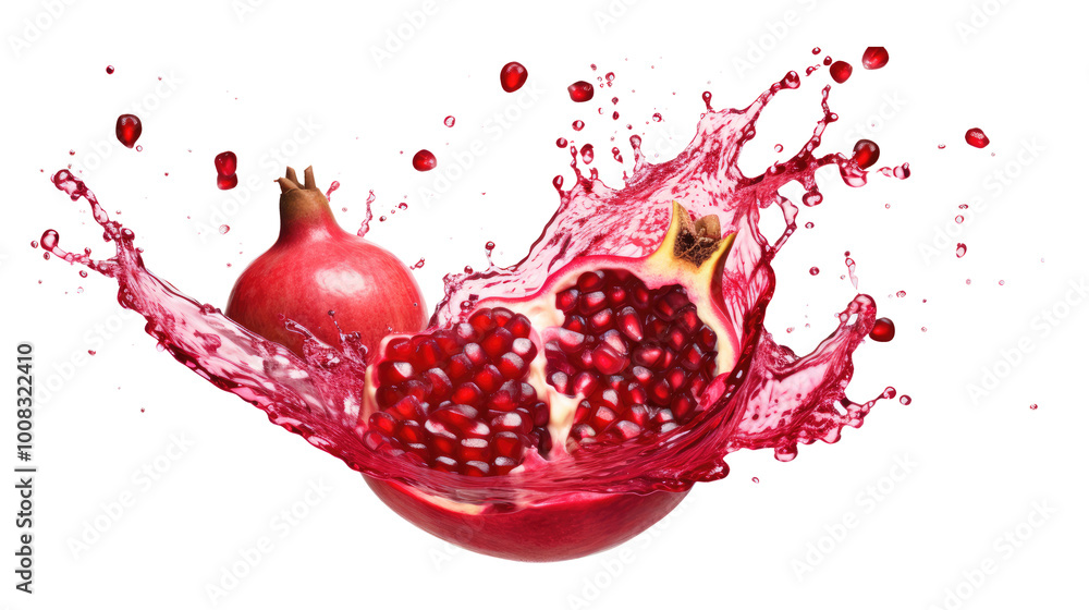 pomegranate splash isolated on transparent white background, clipping path pomegranate splash isolated on transparent white background, clipping path