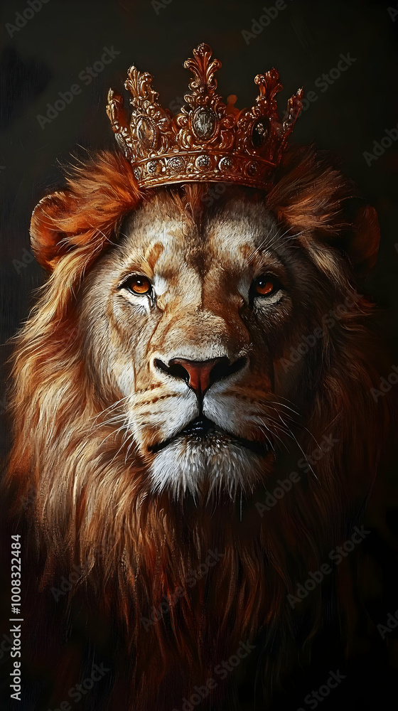 Majestic Lion Illustration - King, Crown, Royalty Majestic Lion Illustration - King, Crown, Royalty