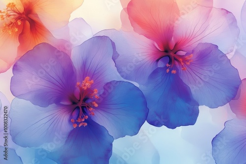 Vibrant hibiscus flowers in colorful floral display