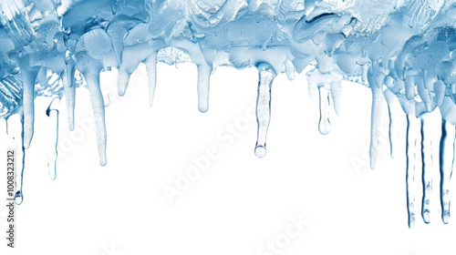 Icicles on white background 