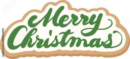 「メリークリスマス」と書かれたジンジャークッキーのベクターイラスト