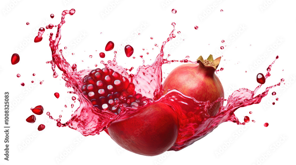 pomegranate splash isolated on transparent white background, clipping path pomegranate splash isolated on transparent white background, clipping path