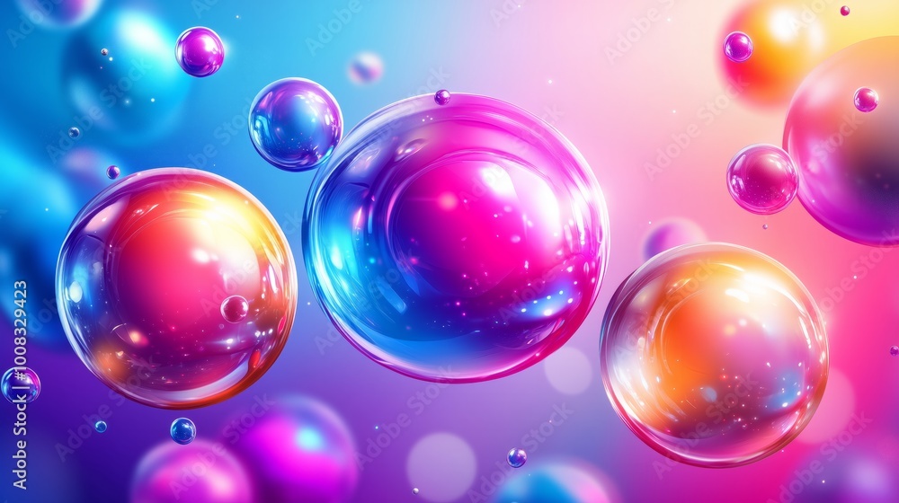 Abstract background with falling 3d balls. Dynamic flying colorful bubbles, futuristic composition with glossy spheres. Modern trendy banner or poster design. Realistic vector illustration. Abstract background with falling 3d balls. Dynamic flying colorful bubbles, futuristic composition with glossy spheres. Modern trendy banner or poster design. Realistic vector illustration.