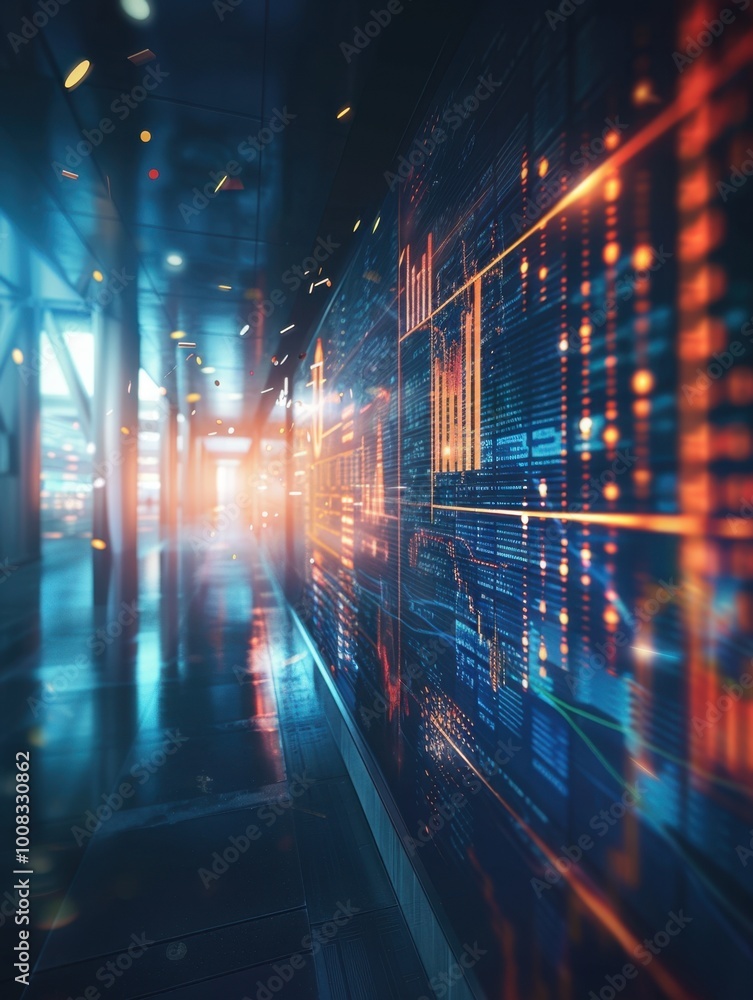 Digital Data Visualization in Modern Office Environment Digital Data Visualization in Modern Office Environment