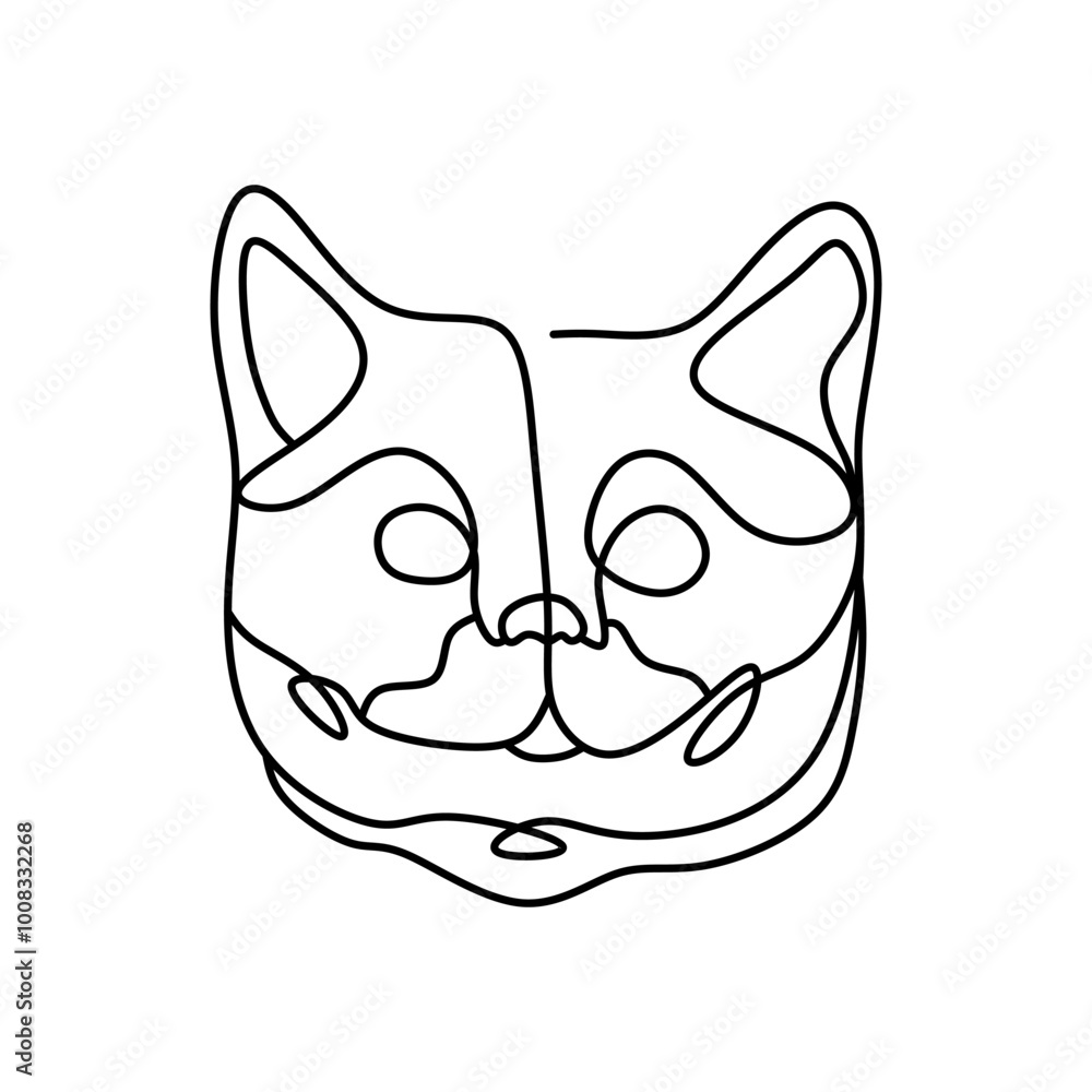 Cat british short hair continues line art Cat british short hair continues line art