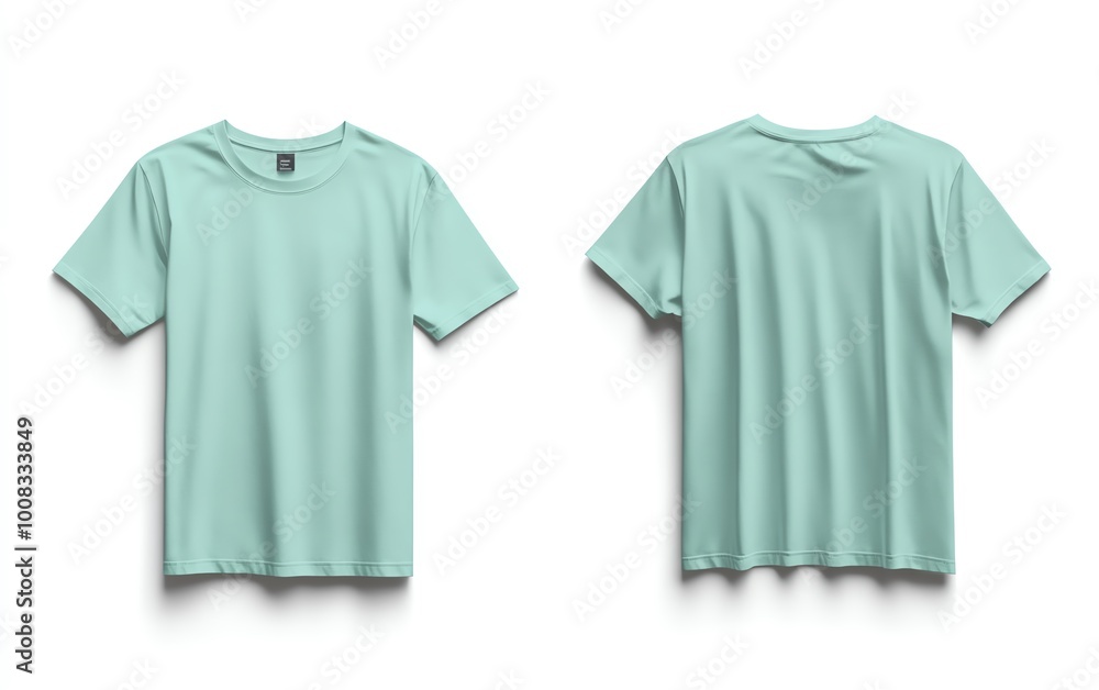 Front and back view mockup of a plain pastel pink tshirt on a white background, displayed side by side, smooth texture, realistic shadow effects, minimalistic design, sharp edges Front and back view mockup of a plain pastel pink tshirt on a white background, displayed side by side, smooth texture, realistic shadow effects, minimalistic design, sharp edges