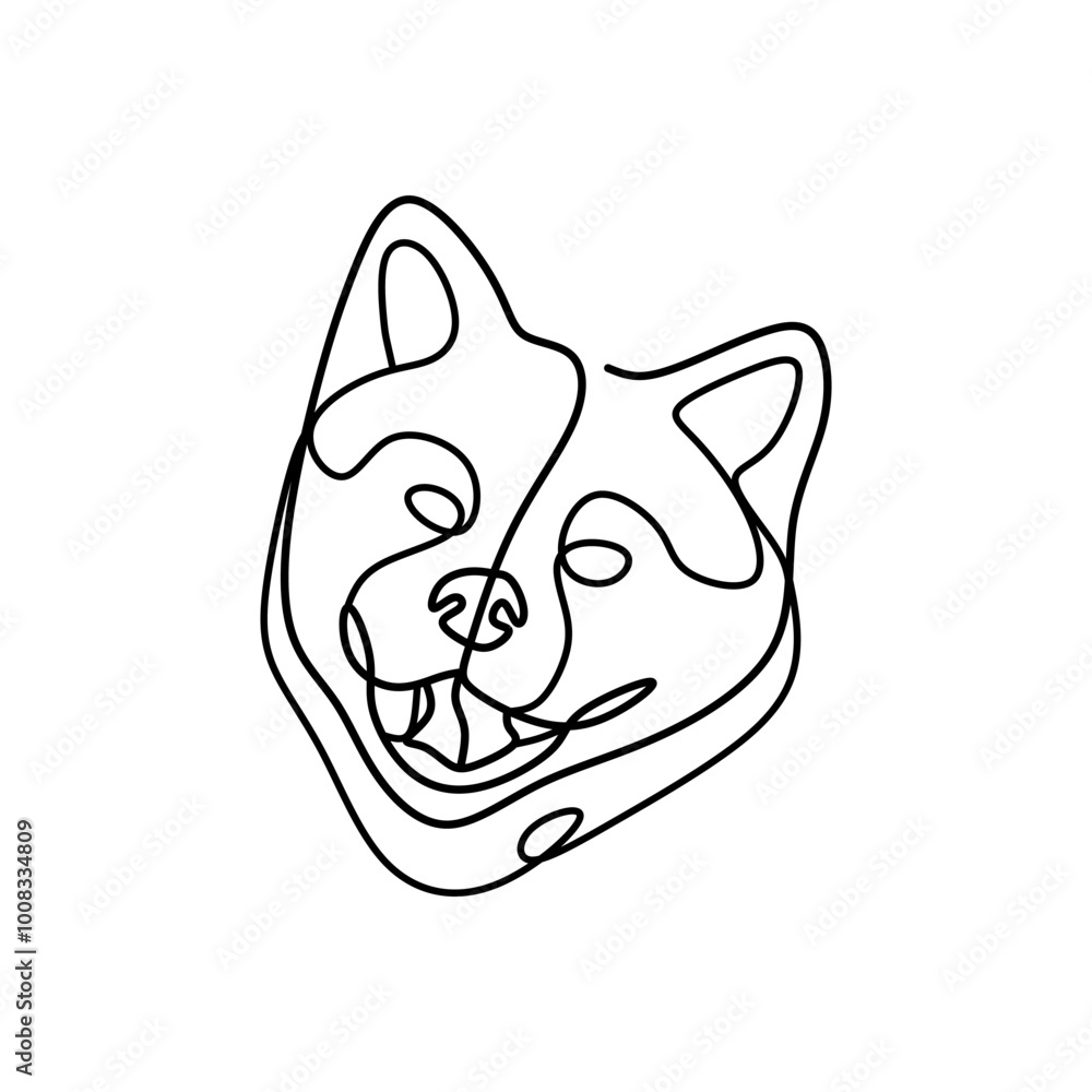 Dog alaskan malamute continues line art style Dog alaskan malamute continues line art style