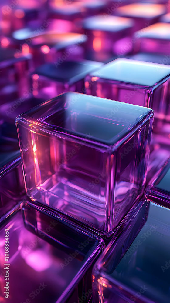 Purple Abstract 3D Glass Cubes Illustration Purple Abstract 3D Glass Cubes Illustration