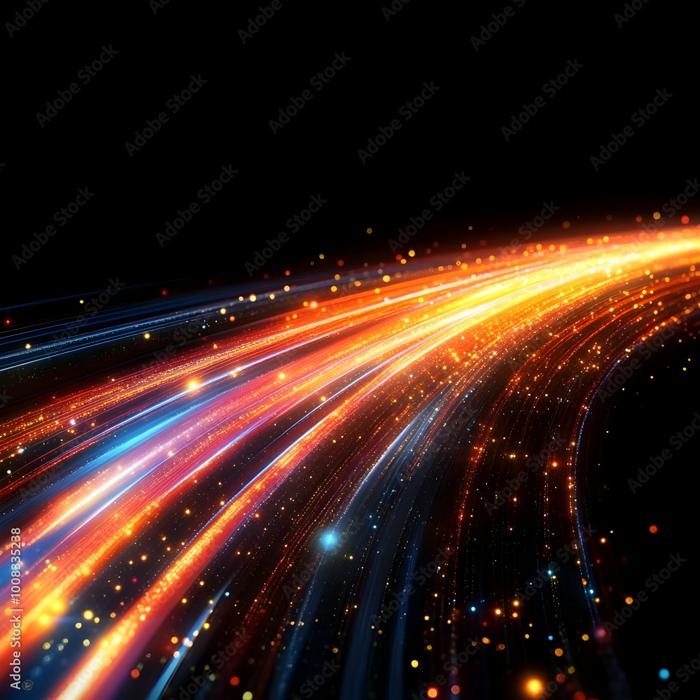 Abstract Background with Glowing Light Trails and Particles Abstract Background with Glowing Light Trails and Particles