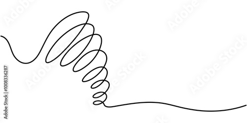 Tornado swirl continuous line with editable stroke isolated on white background - vector illustration set, The whirlpool is drawn in one line. Vortex. Outline drawing. Vector. Isolated on a white back