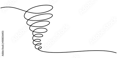 Tornado swirl continuous line with editable stroke isolated on white background - vector illustration set, The whirlpool is drawn in one line. Vortex. Outline drawing. Vector. Isolated on a white back