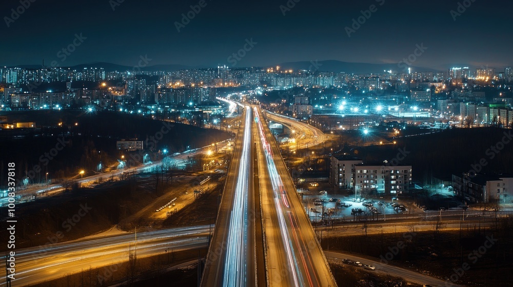 Obraz premium Vibrant City of Speeding Nightlights