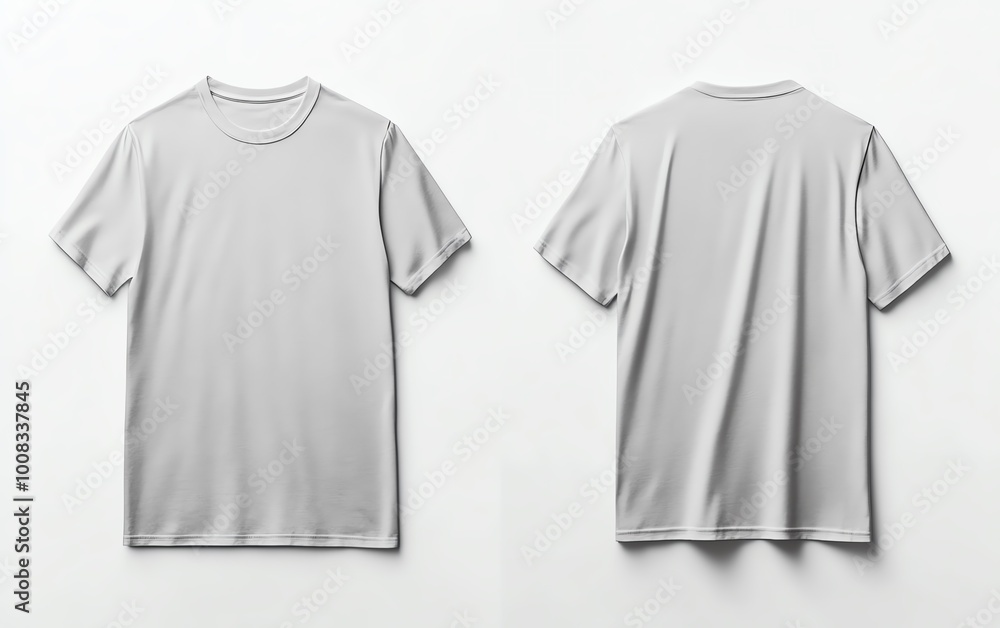 Front and back view mockup of a plain pastel pink tshirt on a white background, displayed side by side, smooth texture, realistic shadow effects, minimalistic design, sharp edges Front and back view mockup of a plain pastel pink tshirt on a white background, displayed side by side, smooth texture, realistic shadow effects, minimalistic design, sharp edges