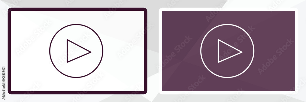 big play button outline icon. Linear vector from cinema concept. Thin line white and black big play button icon isolated on white and dark background