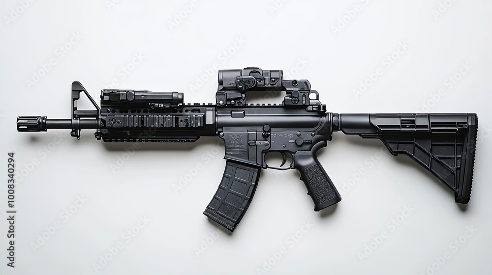 Black AR-15 Style Rifle with Red Dot Sight Black AR-15 Style Rifle with Red Dot Sight