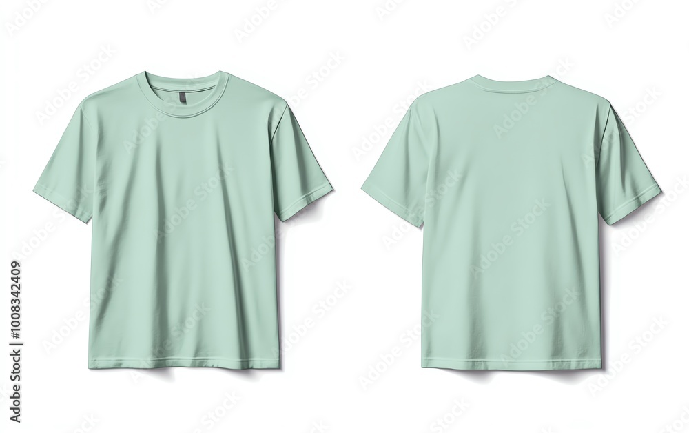 Front and back view mockup of a plain pastel pink tshirt on a white background, displayed side by side, smooth texture, realistic shadow effects, minimalistic design, sharp edges Front and back view mockup of a plain pastel pink tshirt on a white background, displayed side by side, smooth texture, realistic shadow effects, minimalistic design, sharp edges