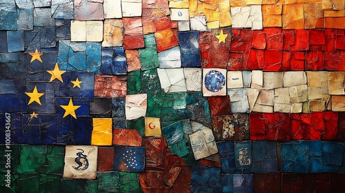 Colorful European Flags Collage Art