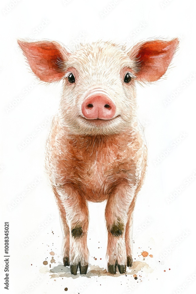 Fototapeta premium cute pig t-shirt design on white background