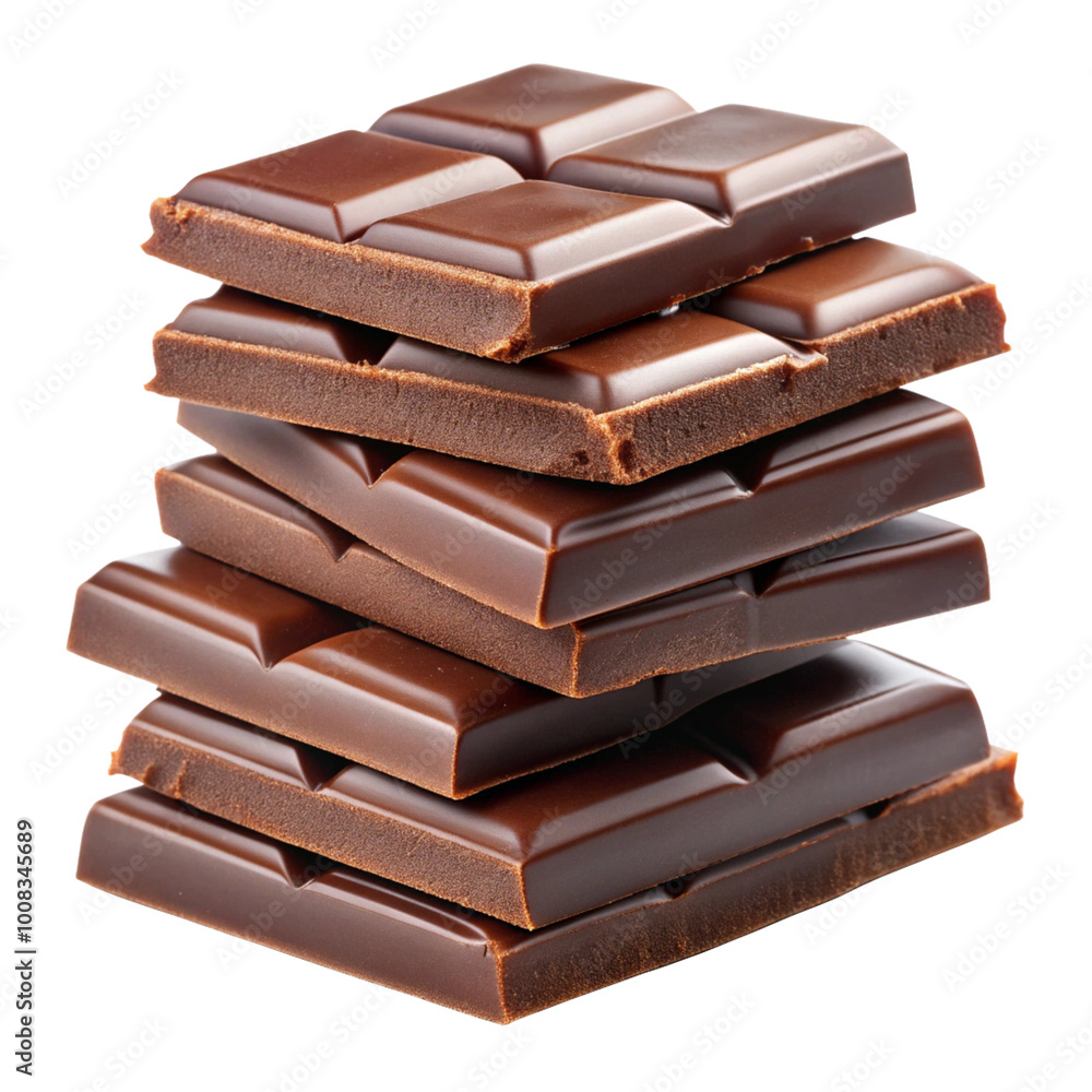 stack of chocolate bar isolated on transparent white background, clipping path stack of chocolate bar isolated on transparent white background, clipping path
