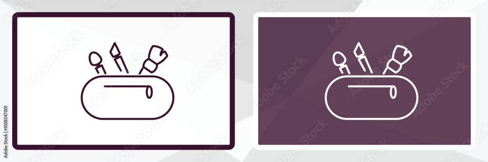 little makeup box outline icon. Linear vector from beauty concept. Thin line white and black little makeup box icon isolated on white and dark background little makeup box outline icon. Linear vector from beauty concept. Thin line white and black little makeup box icon isolated on white and dark background