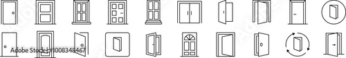 Door Outline Simple Linear Image Collection. Editable Stroke. Suitable for Web Sites, Books, Cards, Apps