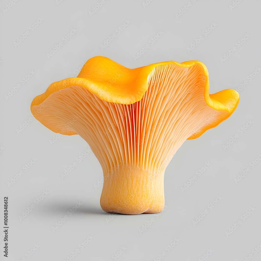 Macro Shot of Perfect Chanterelle Mushroom on Gray Background Macro Shot of Perfect Chanterelle Mushroom on Gray Background