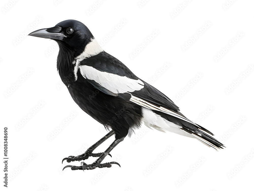 Fototapeta premium black and white magpie isolated on transparent background