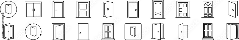 Door Related Line Icons for Web Sites, Books, Cards, Apps. Editable Stroke. Suitable for Web Sites, Books, Cards, Apps Door Related Line Icons for Web Sites, Books, Cards, Apps. Editable Stroke. Suitable for Web Sites, Books, Cards, Apps