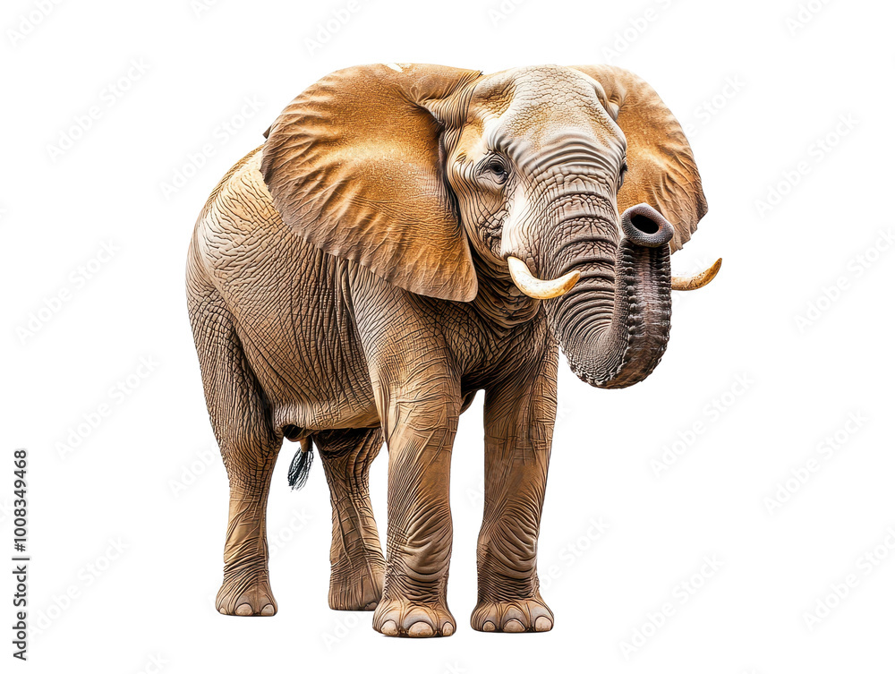 Obraz premium Elephant standing, white isolate background