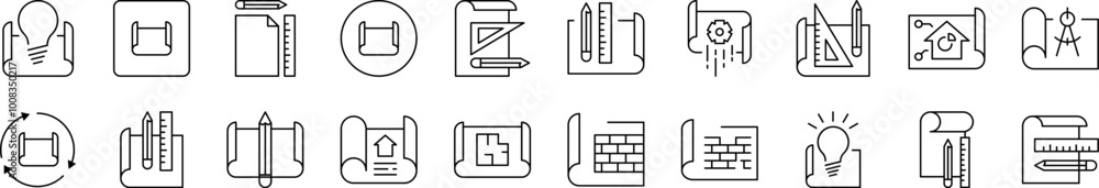 Drafts and Drawings Collection of Thin Icons. Editable Stroke. Suitable for Web Sites, Books, Cards, Apps Drafts and Drawings Collection of Thin Icons. Editable Stroke. Suitable for Web Sites, Books, Cards, Apps