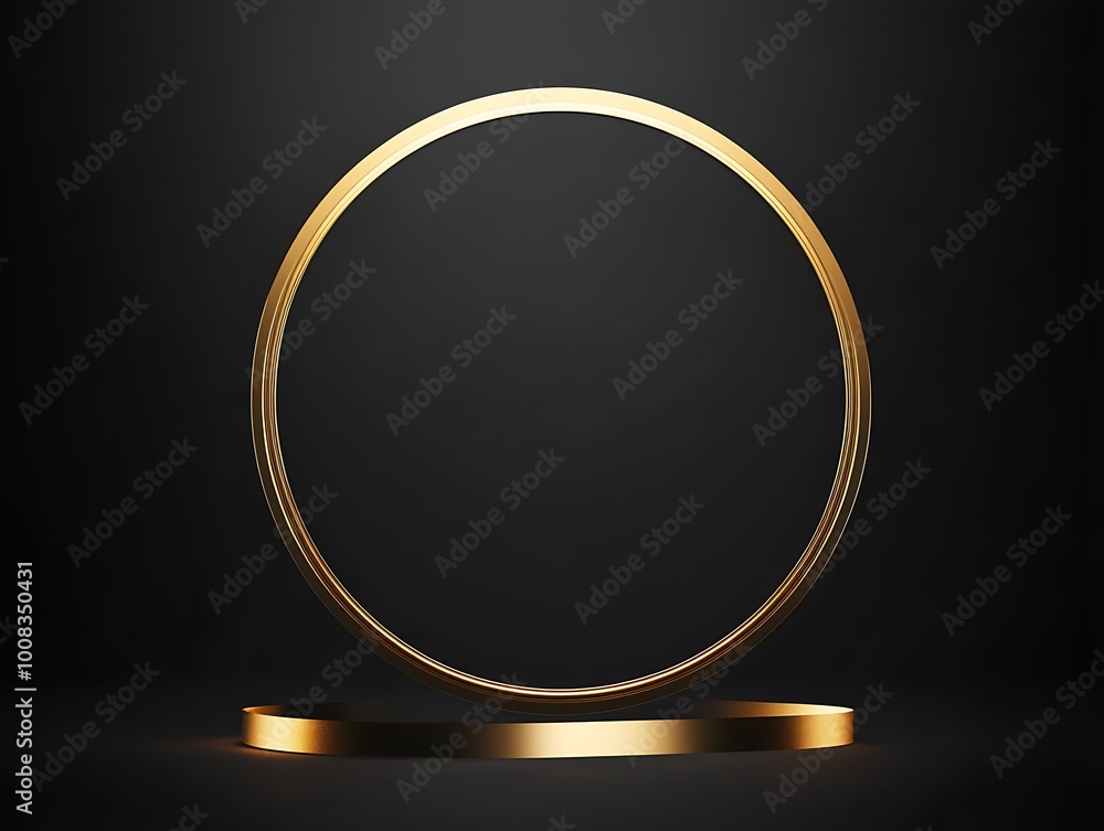 Golden Circle with Minimalist Platform 3D Illustration Golden Circle with Minimalist Platform 3D Illustration