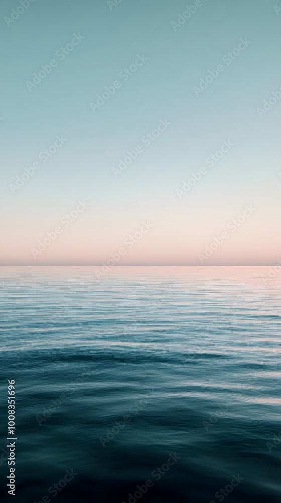 Fototapeta premium Serene ocean view with a calm horizon at dusk.