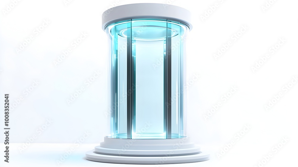 Sleek Futuristic Glass Elevator 3D Isolated on White Background Sleek Futuristic Glass Elevator 3D Isolated on White Background