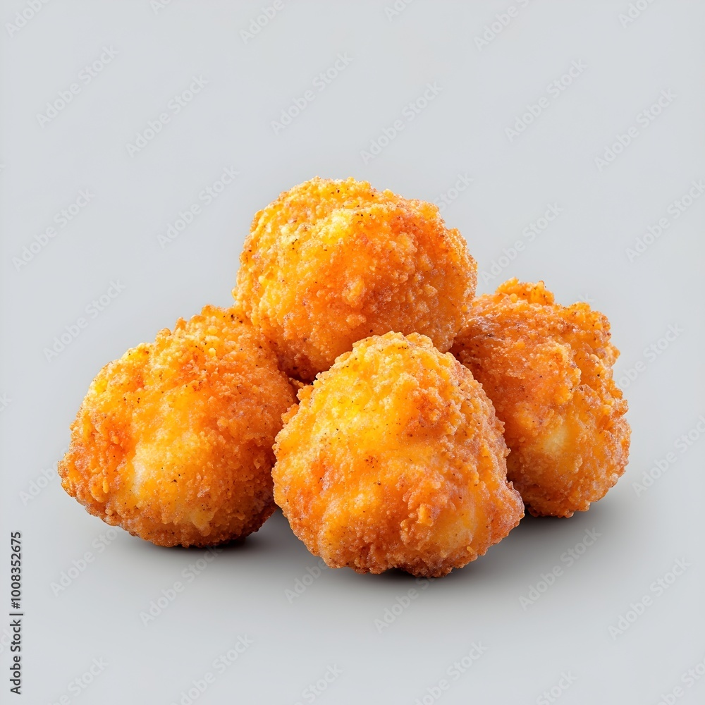 Perfectly Fried Popcorn Chicken Snack on Minimalist Gray Background Perfectly Fried Popcorn Chicken Snack on Minimalist Gray Background