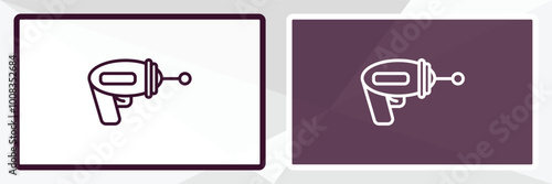 gun blaster outline icon. Linear vector from astronomy concept. Thin line white and black gun blaster icon isolated on white and dark background