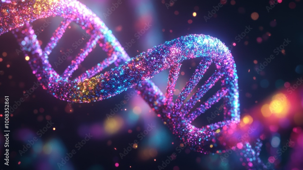 Abstract Colorful Glittering DNA Strand. Abstract Colorful Glittering DNA Strand.