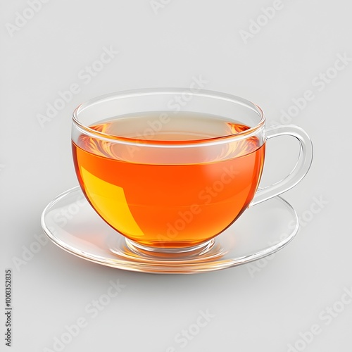 Macro Shot of a Perfect Glass Cup of Tea Isolated on a Grey Background