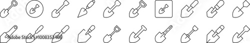Shovel Related Icon Set. Editable Stroke. Suitable for Web Sites, Books, Cards, Apps