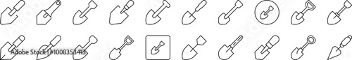 Shovel Bundle of Thin Icons. Editable Stroke. Suitable for Web Sites, Books, Cards, Apps