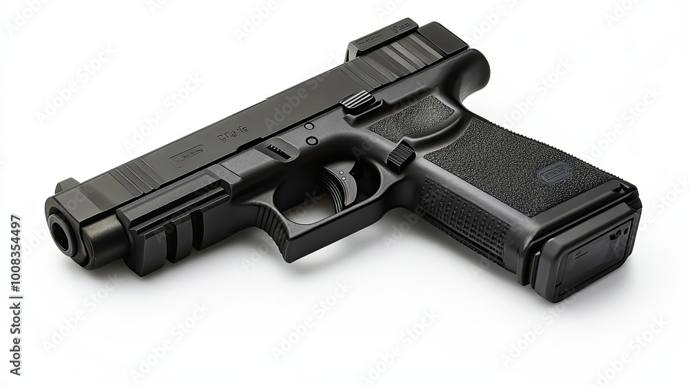 Black Semi-Automatic Handgun with Textured Grip Black Semi-Automatic Handgun with Textured Grip